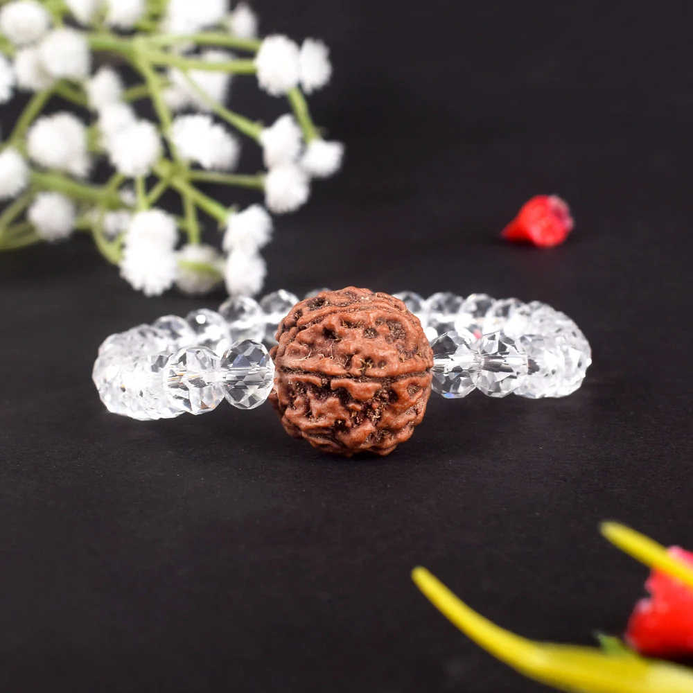 6 Mukhi Rudraksha Glass Crystal Bracelet — view 3