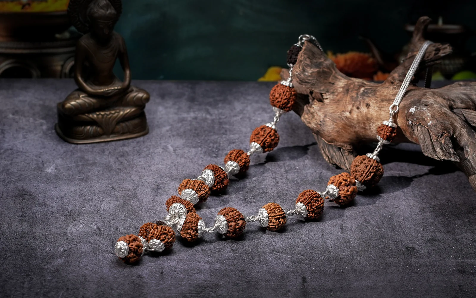 Siddha Mala | 1–14 Mukhi Nepali Rudraksha with 1 Mukhi Sawar — Nepal photo 2