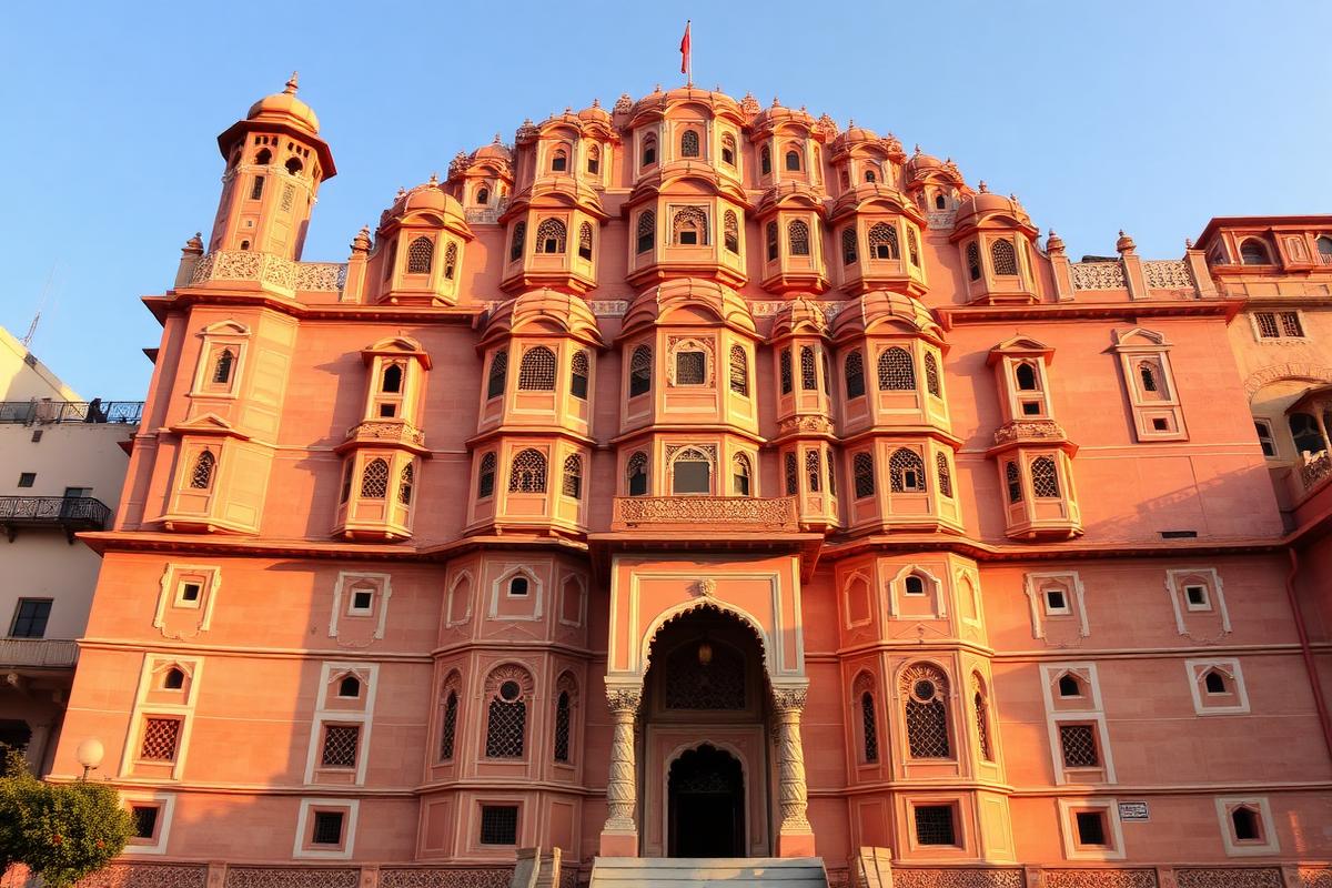 Hawa Mahal pink sandstone facade in Jaipur