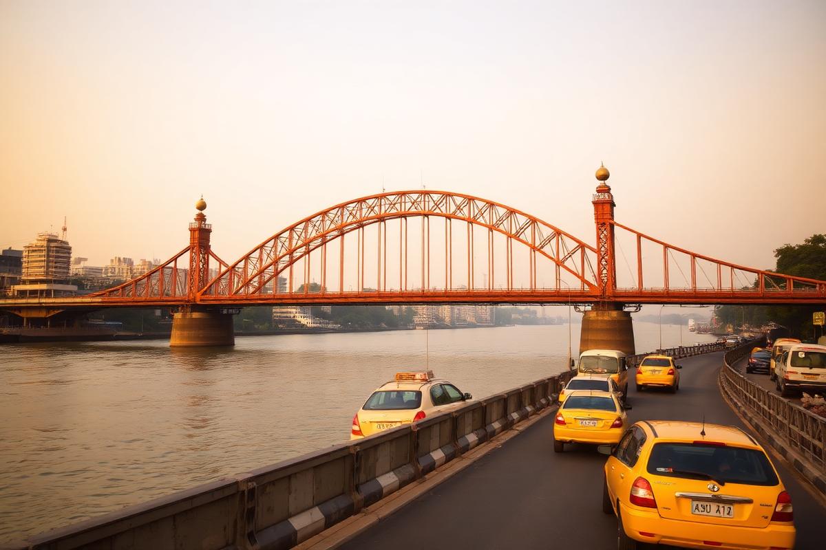 Howrah Bridge over the Hooghly river in Kolkata