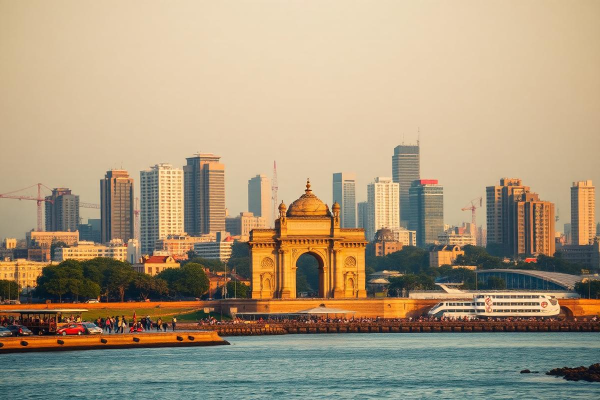 Mumbai seafront skyline near the Gateway of India